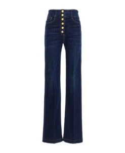 Elisabetta Franchi Logo Button Jeans