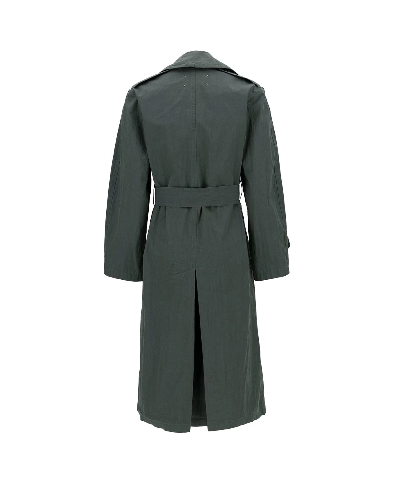 Maison Margiela Green Waterproof Trench Coat With Matching Waist In Cotton Blend Woman 4 Maison Margiela Green Waterproof Trench Coat With Matching Waist In Cotton Blend Woman - Image 2