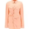 Off-White Satin Mini Shirt Dress -Femme Mode Shop 046a644efed7cf8737c0b1c42a44ec00