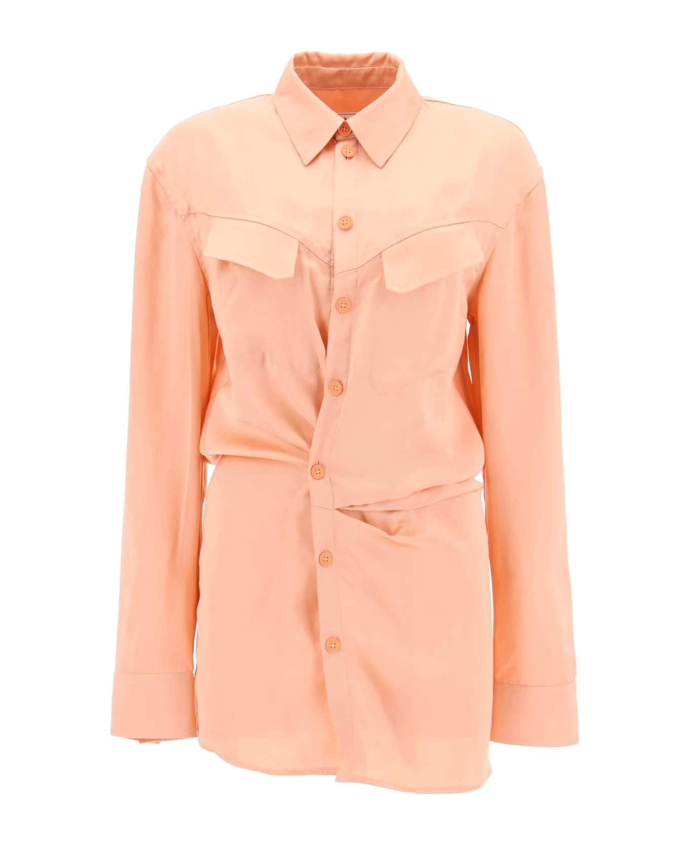 Off-White Satin Mini Shirt Dress 3 Off-White Satin Mini Shirt Dress