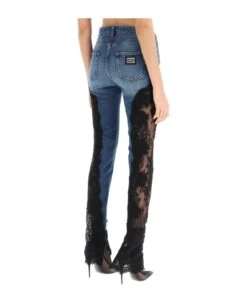 Dolce & Gabbana Slim Fit Jeans With Lace Inserts -Femme Mode Shop 0482a4526c91685523680ba6b6e372cf