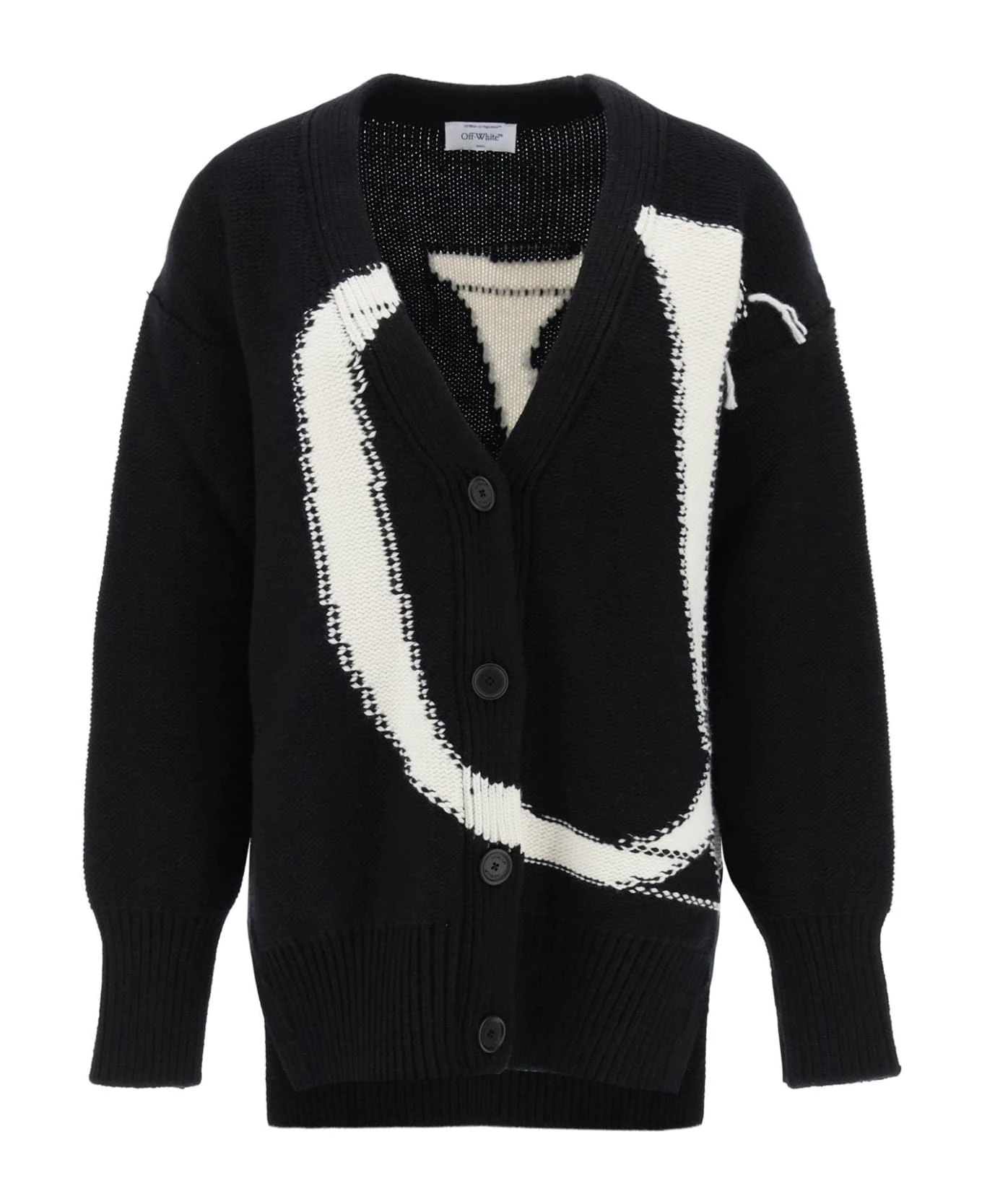 Off-White Ow Logo Intarsia Cardigan 3 Off-White Ow Logo Intarsia Cardigan