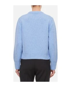 Bottega Veneta Felted Wool Sweater With Knot Buttons At Side -Femme Mode Shop 06480bc3df905357ab533abf76acabf1