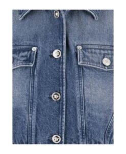 Versace Cotton Denim Crop Jacket -Femme Mode Shop 09606a7ec6c46698c21582e2ebd22a64