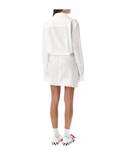Off-White Poplin Twist Shirt Dress -Femme Mode Shop 09a9fd37b3f7b5afa6fcf372d8be744d