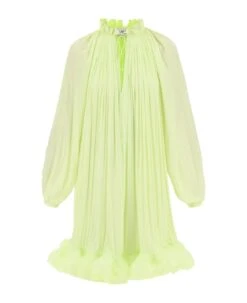 Lanvin Short Ruffled Dress In Charmeuse