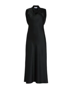 Off-White Satin Dress With Decorative Cross