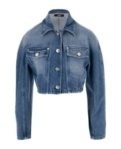 Versace Cotton Denim Crop Jacket