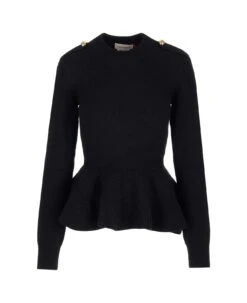 Alexander McQueen Wool Peplum Sweater