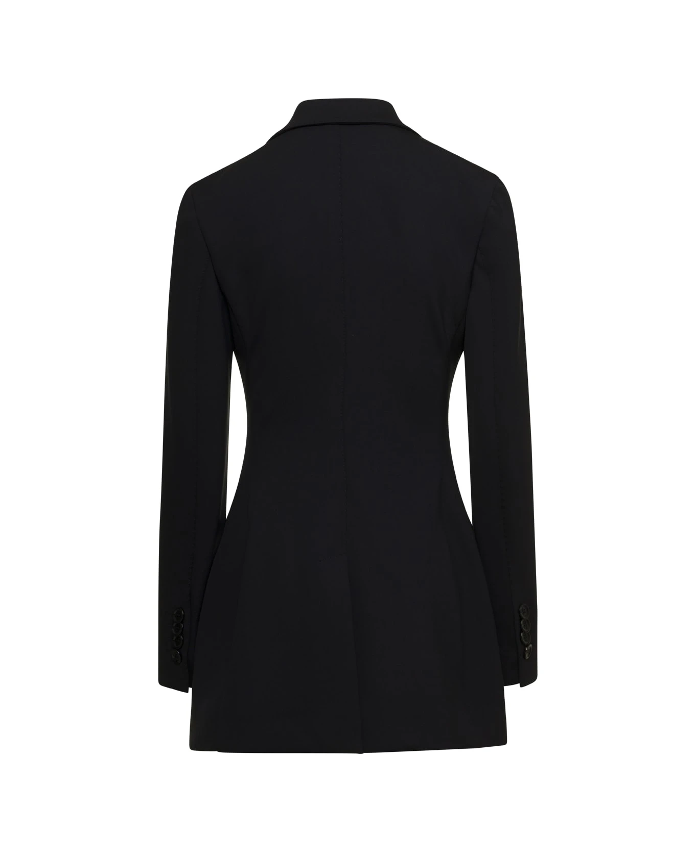 Dolce & Gabbana Black Double-breasted Fitted Jacket With Tonal Buttons In Stretch Polyamide Woman 4 Dolce & Gabbana Black Double-breasted Fitted Jacket With Tonal Buttons In Stretch Polyamide Woman - Image 2