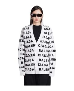 Balenciaga Cardigan In White Wool