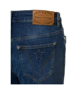 Chiara Ferragni Blue Five-pocket Style Jeans With Logo Embroidery In Cotton Denim Woman -Femme Mode Shop 378681f99b5a553282cc416739875601