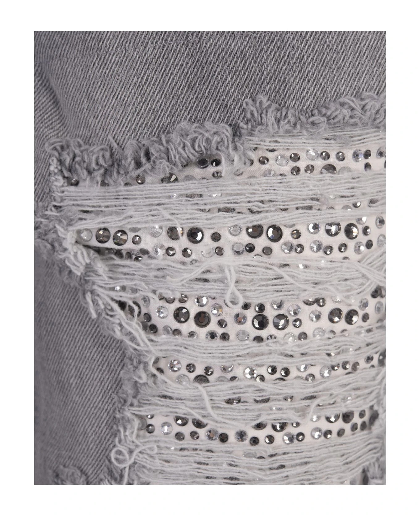 ERMANNO SCERVINO Grey Jeans With Abrasions And Rhinestones 5 ERMANNO SCERVINO Grey Jeans With Abrasions And Rhinestones - Image 3