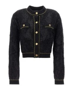 Versace 'medusa' Tweed Cardigan