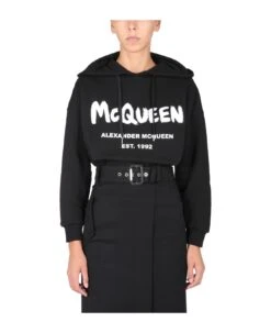 Alexander McQueen Sweatshirt With Graffiti Logo Print