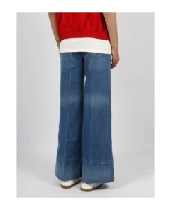 Gucci Label Denim Flare Trousers -Femme Mode Shop 4044341d0b489e2c5d330076aca30af0