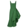 Alexander McQueen Midi Dress With Asymmetrical Draping In Green Polyfaille -Femme Mode Shop 4d8afba42db0880e0668a9def2edd67c