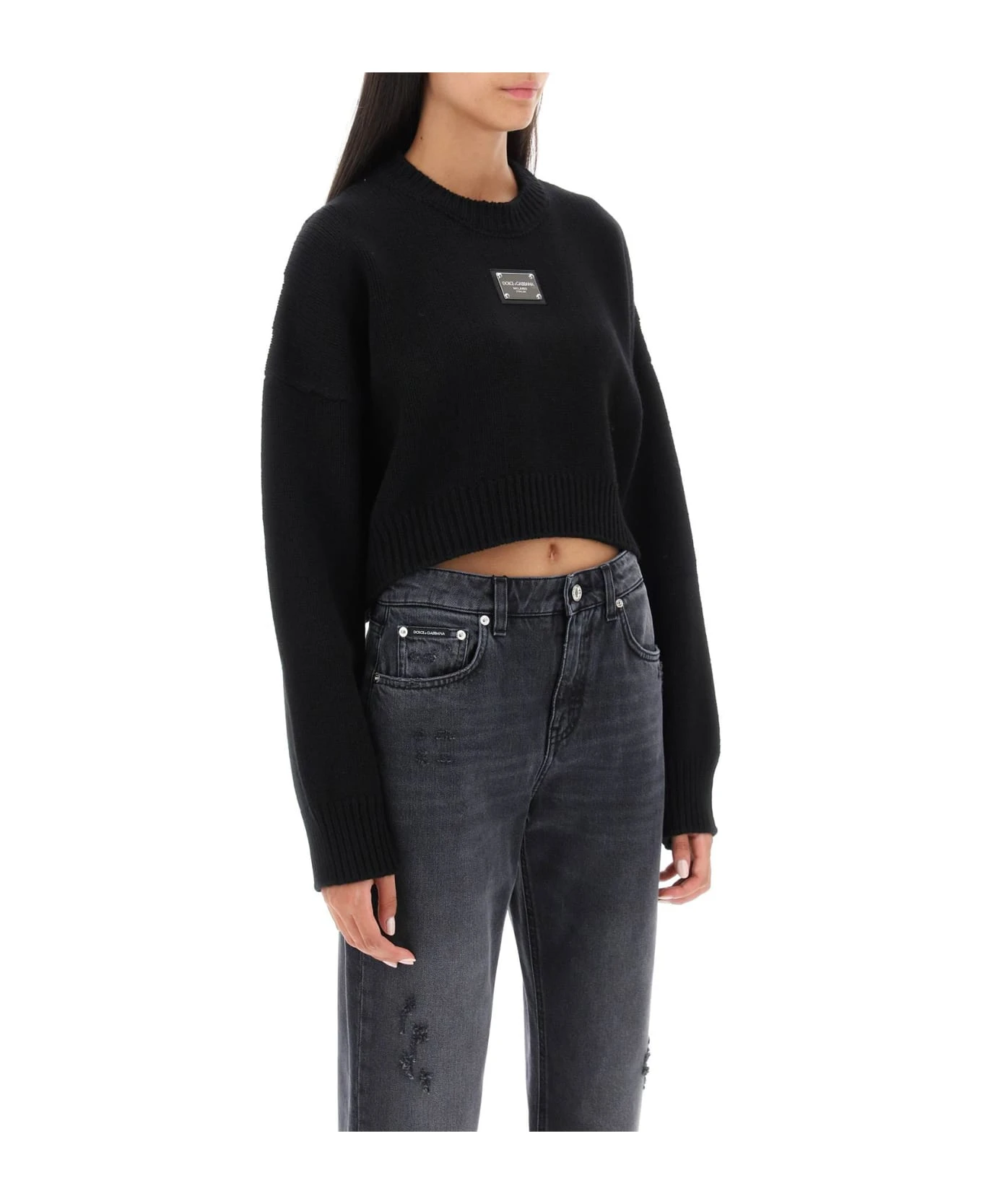 Dolce & Gabbana Logo Plaque Cropped Sweater 4 Dolce & Gabbana Logo Plaque Cropped Sweater - Image 2