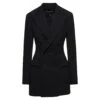 Dolce & Gabbana Black Double-breasted Fitted Jacket With Tonal Buttons In Stretch Polyamide Woman
