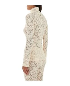 Chloé Ivory Lace Top With Funnel Neck -Femme Mode Shop 51eaeef4e5fbb6a1e5fd75c1ed1c819c