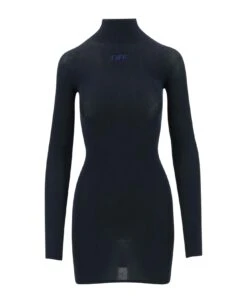 Off-White Stretch Viscose Jersey Dress With Logo