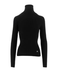 Dolce & Gabbana Logo-plaque Detail Ribbed Turtleneck Top