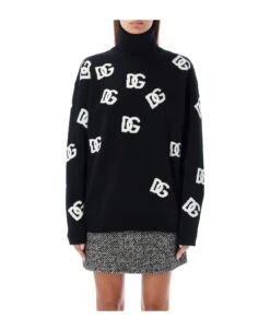 Dolce & Gabbana Virgin Wool Turtleneck With Inlaid Dg Logo
