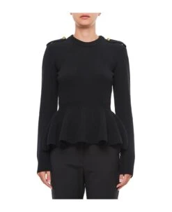 Alexander McQueen Peplum Ruched Jumper