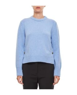 Bottega Veneta Felted Wool Sweater With Knot Buttons At Side