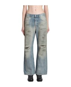 Acne Studios Jeans In Cyan Cotton