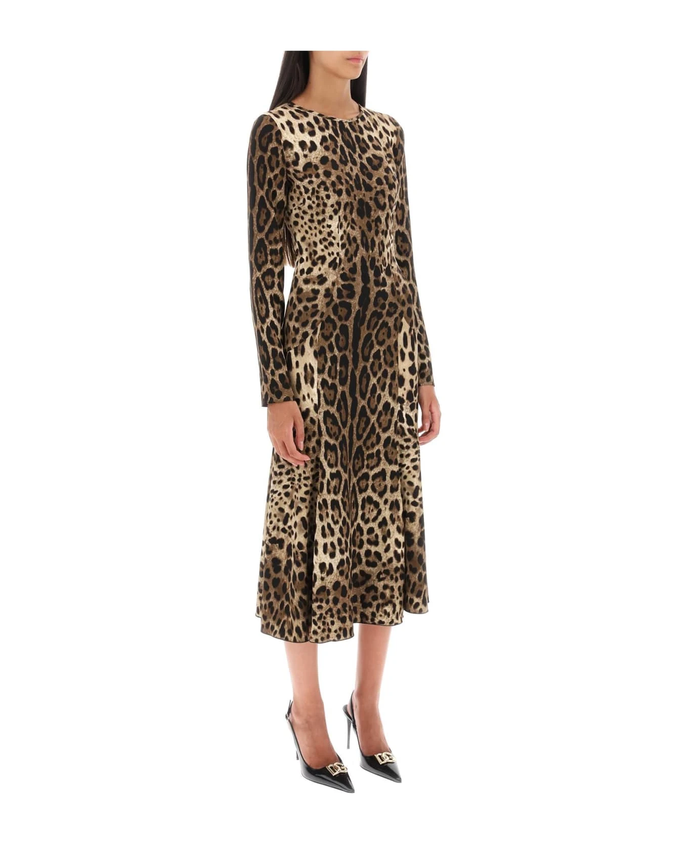 Dolce & Gabbana Midi Dress In Leopard Cady 4 Dolce & Gabbana Midi Dress In Leopard Cady - Image 2