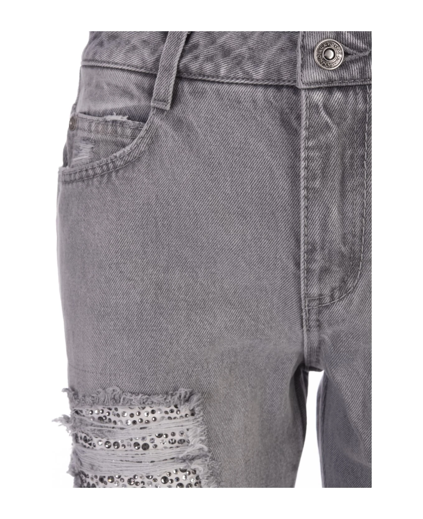 ERMANNO SCERVINO Grey Jeans With Abrasions And Rhinestones 6 ERMANNO SCERVINO Grey Jeans With Abrasions And Rhinestones - Image 4