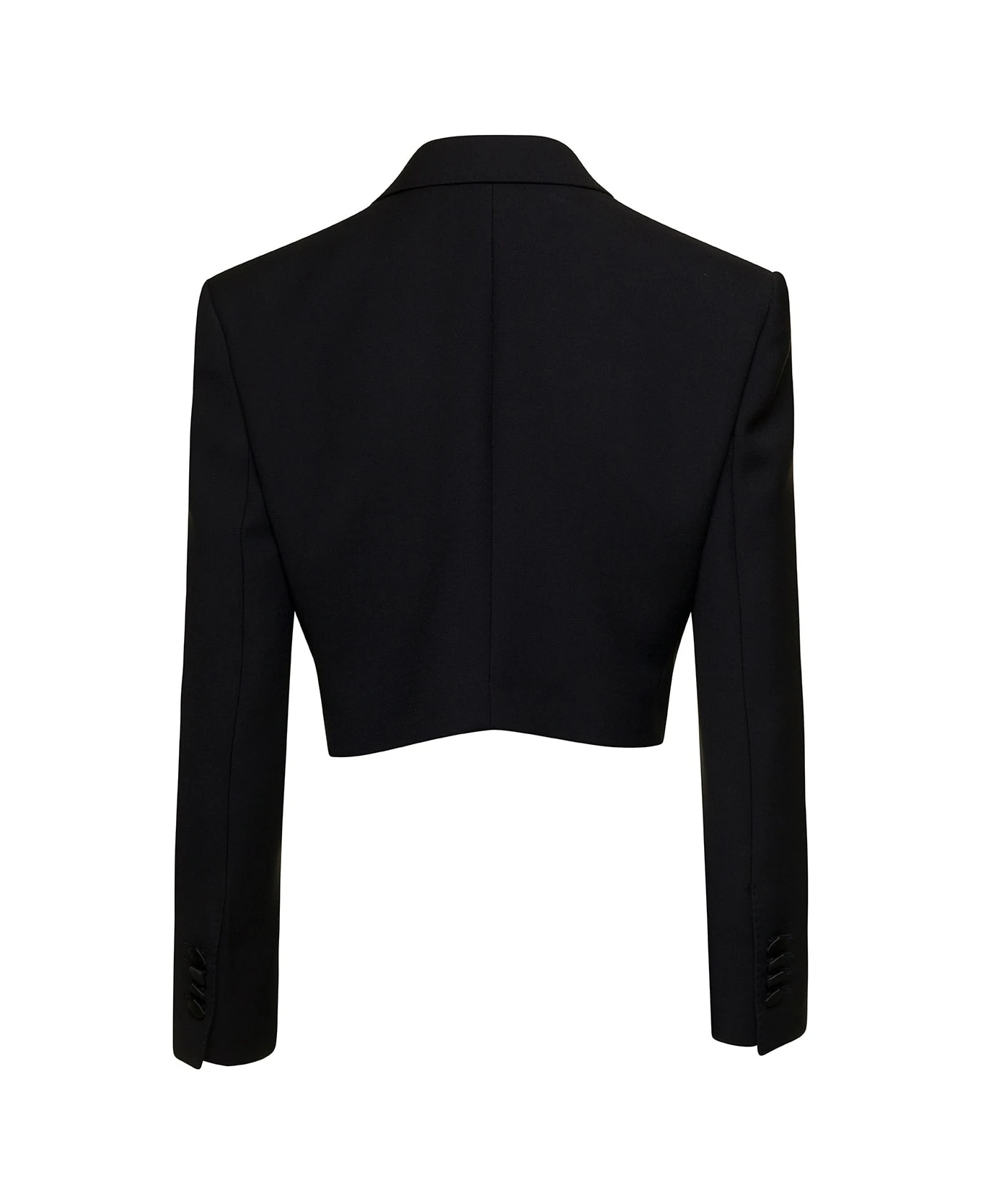 Dolce & Gabbana Black Cropped Jacket With Satin Revers In Wool Woman 4 Dolce & Gabbana Black Cropped Jacket With Satin Revers In Wool Woman - Image 2