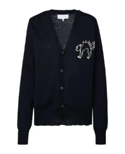 Maison Margiela Caridgan In Blue Wool