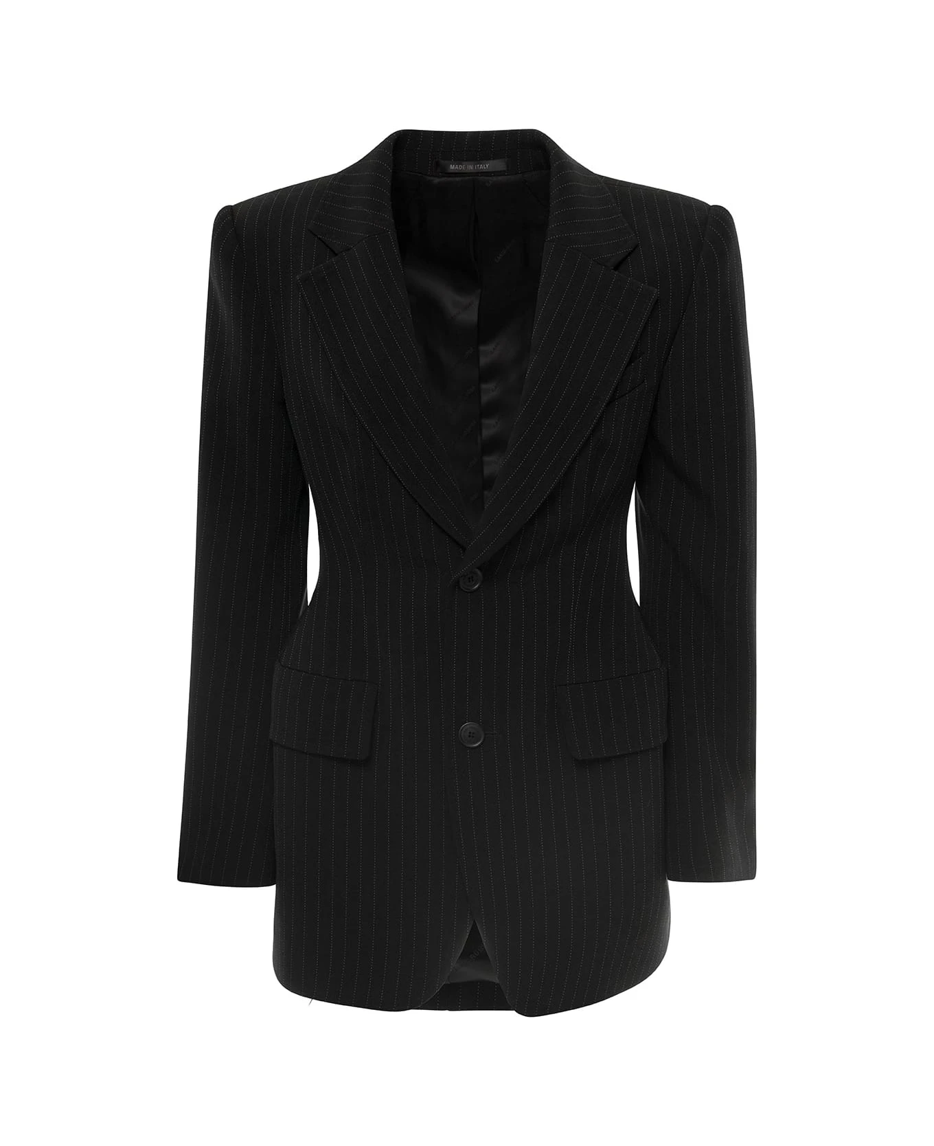 Balenciaga 'hourglass' Black Pinstripe Single-breasted Jacket In Stretch Wool Woman 3 Balenciaga 'hourglass' Black Pinstripe Single-breasted Jacket In Stretch Wool Woman