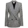 Alexander McQueen Grey Double-breasted Jacket With Houndstooth Motif In Wool Woman -Femme Mode Shop 8f25e435228389587a671d3fb6f1fa2e
