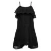 Black Tiered Sleeveless Minidress With Ruffles In Cotton Woman -Femme Mode Shop 8fc9e5952d6a352862557abfbb103668