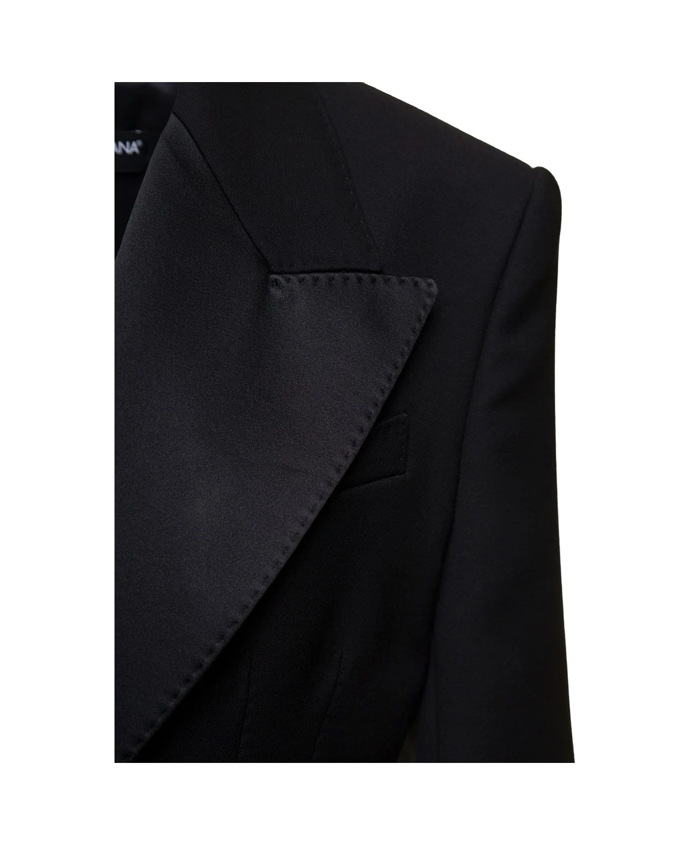 Dolce & Gabbana Black Cropped Jacket With Satin Revers In Wool Woman 5 Dolce & Gabbana Black Cropped Jacket With Satin Revers In Wool Woman - Image 3