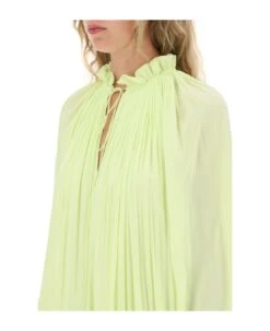 Lanvin Short Ruffled Dress In Charmeuse -Femme Mode Shop 90c2b96f63b1f6f1d8254d6705151e2f