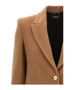 Versace Long Single-breasted Coat -Femme Mode Shop 91728f39670e95999592dfc576f3f6f2