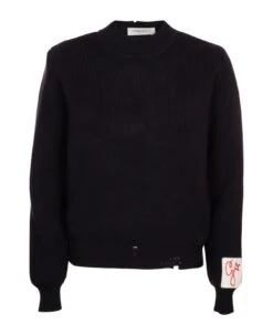 Golden Goose Golden W's Regular Knit Crew Neck Distressed Cotto