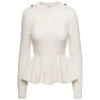 Alexander McQueen White Pullover With Peplum Waist And Jewel Buttons In Wool And Cashmere Woman 2 Alexander McQueen White Pullover With Peplum Waist And Jewel Buttons In Wool And Cashmere Woman -Femme Mode Shop 98781a1e45790339851e6023faee85c0