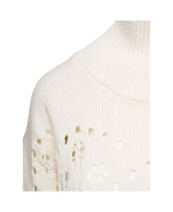 Chloé Pointelle Wool High Neck Pul -Femme Mode Shop 998773879427bbb44a561f89168547c5