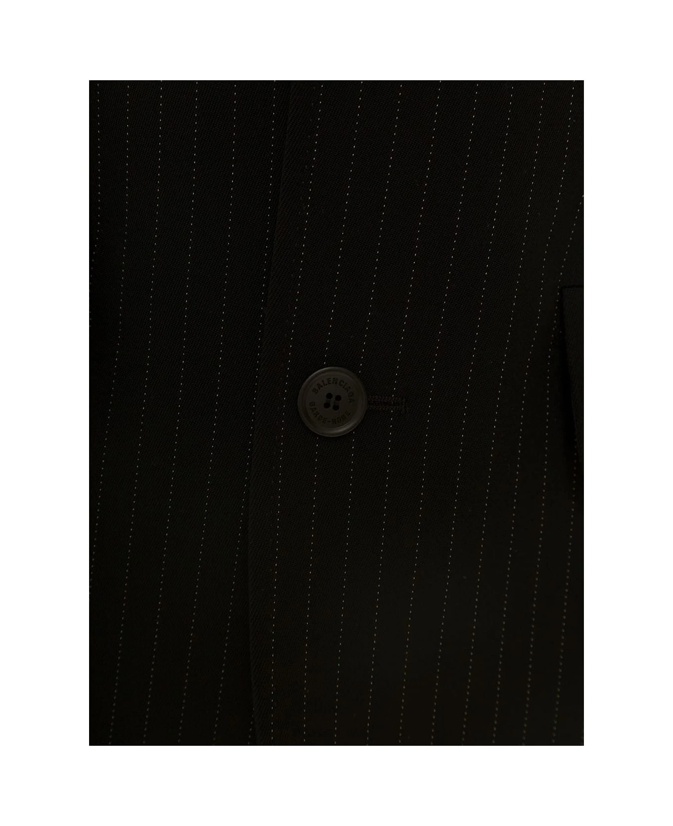 Balenciaga 'hourglass' Black Pinstripe Single-breasted Jacket In Stretch Wool Woman 5 Balenciaga 'hourglass' Black Pinstripe Single-breasted Jacket In Stretch Wool Woman - Image 3