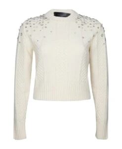 Golden Goose Cropped Wool Sweater With Crystals