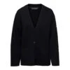 Balenciaga Relaxed Black Cardigan With Logo Patch In Wool Woman -Femme Mode Shop a77348551c31bf4a267c3c4391a40502