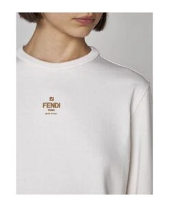 FENDI Logo And Ff Reversible Cotton Sweatshirt -Femme Mode Shop aa4e85055b64666be7a6211465f52681