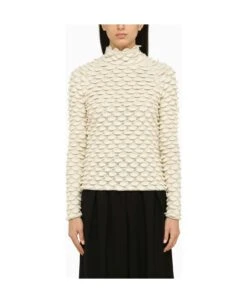 Bottega Veneta Turtleneck Dove 3d Effect In Wool