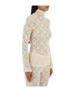 Chloé Ivory Lace Top With Funnel Neck -Femme Mode Shop aee52ed8bd407f4959f717d0f5aab108