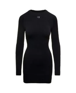 Balenciaga Mini Tight Black Dress With Contrasting Logo Print At The Front In Stretch Polyamide Woman